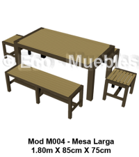 mesa larga con dos bancas y dos sillas de alta durabilidad y resistencia para exteriores