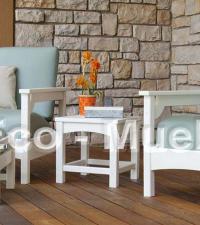 sillones con descansa pies y mesa de servicio color blanco, para hoteles y restaurantes